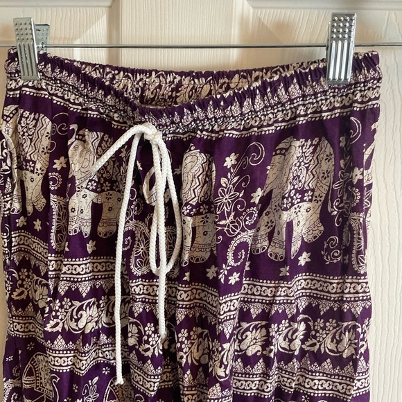 Elephant Print Purple Pants 100% rayon women - Picture 6 of 11